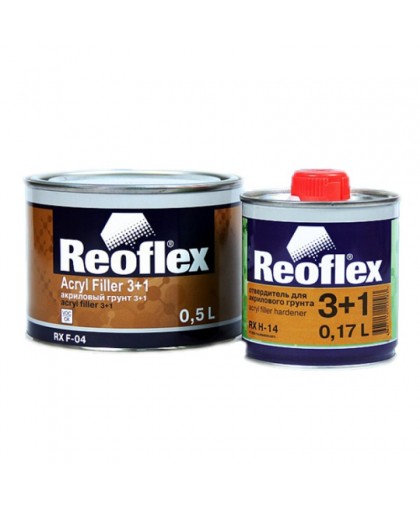REOFLEX  Грунт Акриловый  2К 3+1 серый  0,5 л + Отвердитель 0,17 л
